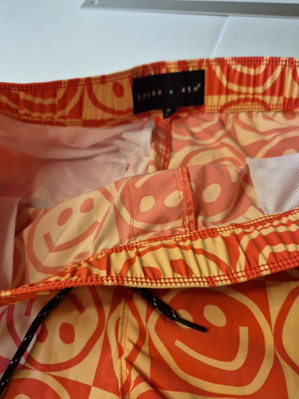 Men's Orange Smiley Print Drawstring Hybrid Shorts 4241/4